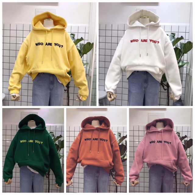 Áo khoác hoodie vải nỉ lót bông dày dặn thêu Who