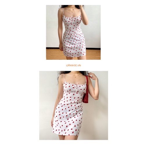 Lovey Dress - Váy trắng hoạ tiết dâu sexy - CÓ SẴN