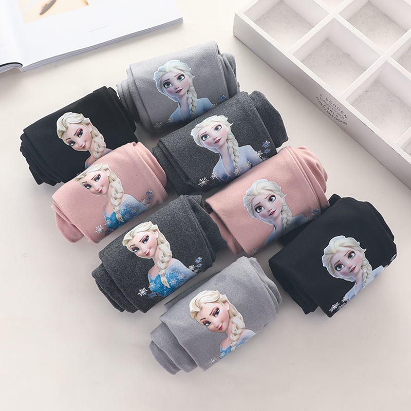 Quần legging Elsa dài thu đông cho bé gái, legging dày dặn lót bông