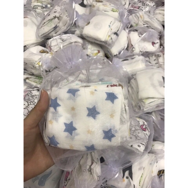 Set 10 khăn sữa aden hình (túi lụa)