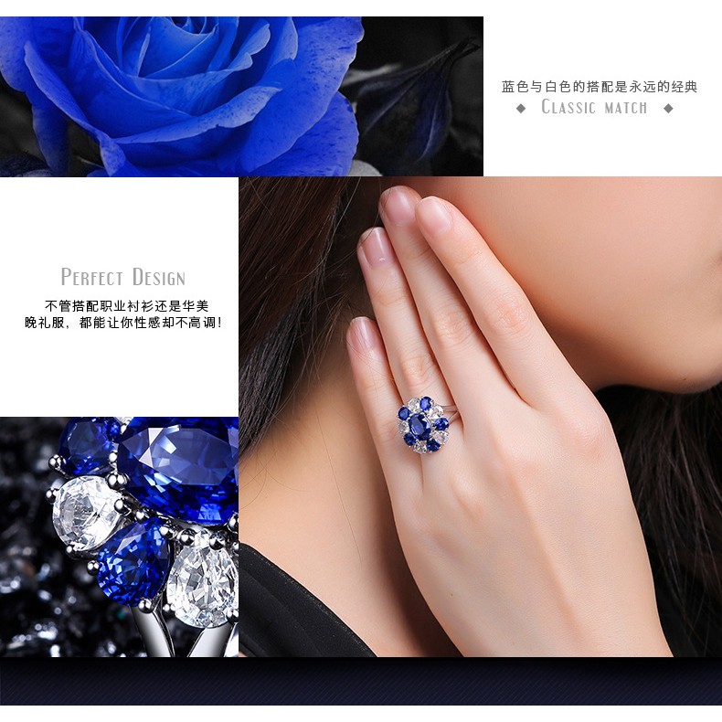 Nhẫn nữ đính đá sapphire thiết kế đẹp mắt sang trọng