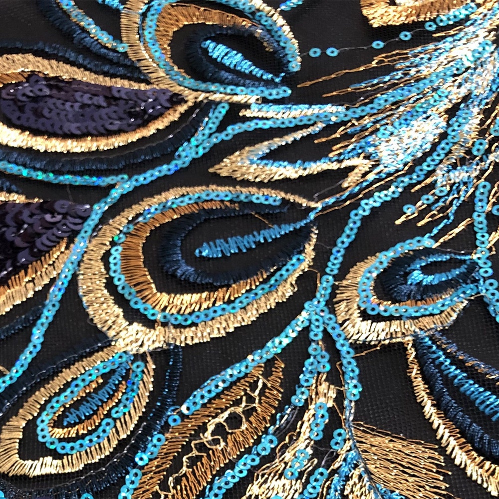 1 Miếng Vá 55 * 36CM Bằng Vải Ren Thêu Hình Hoa Và Chim Phượng Hoàng