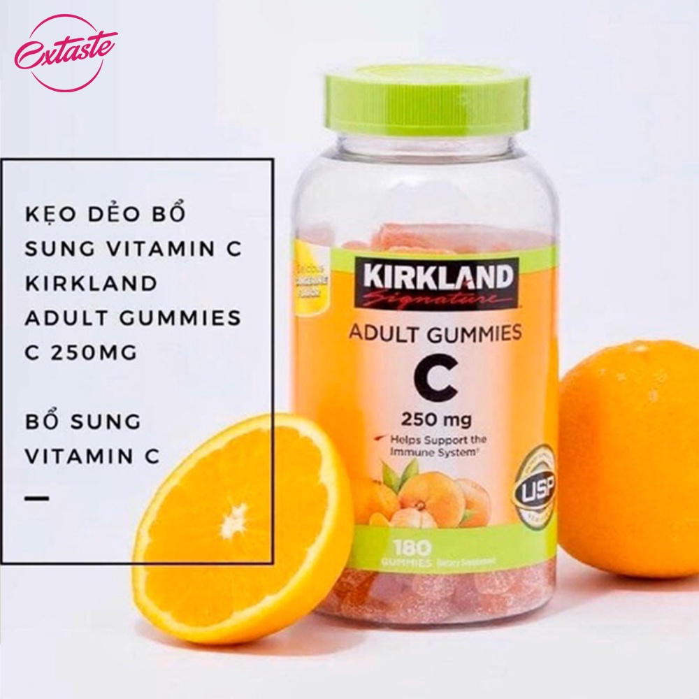 Kẹo dẻo bổ sung vitamin c Kirkland Signature adult gummies 250mg trắng da, chống lão hóa 180 viên