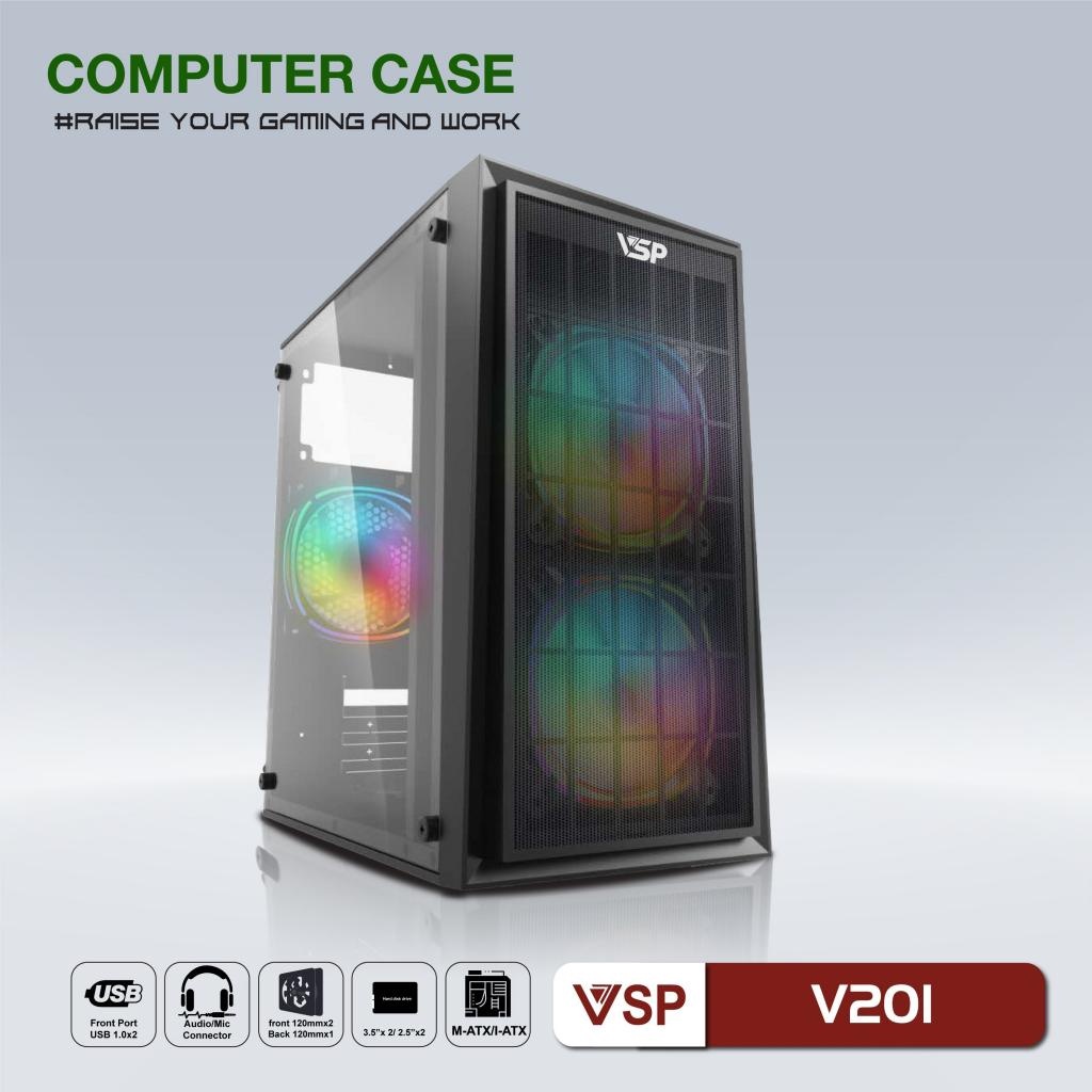 Case VISION V201 (Chuẩn mATX, Hông Trong Suốt). VI TÍNH QUỐC DUY