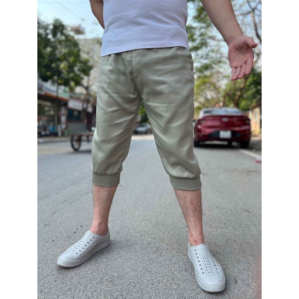 Quần short, quần lửng kaki nam bo ống lưng thun có dây rút chất kaki phong cách thể thao thời trang năng động
