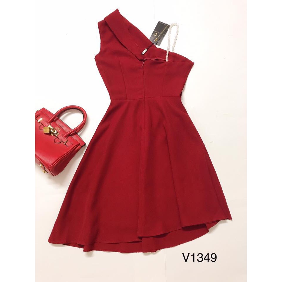 Váy đỏ lệch vai dây ngọc - DVC maidieuhuyen kèm ảnh thật và video do shop tự quay tự chụp V1349 | BigBuy360 - bigbuy360.vn