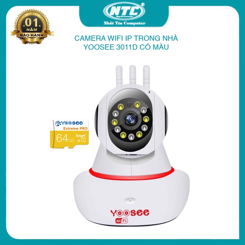 Camera IP wifi Yoosee 3011D tích hợp 5 đèn hồng ngoại 6 led đèn sáng - có màu ban đêm (3 PHÂN LOẠI TUỲ CHỌN)