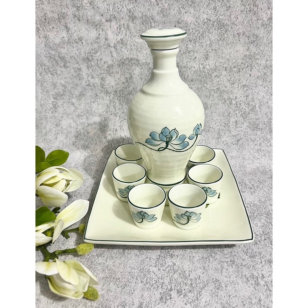 Full Set Bát Đĩa Sứ Bộ Hoa Mặt Trời Cúng Gia Tiên Hoạ Tiết Vẽ Tay Nhiều Mẫu Sứ Bát Tràng Cao Cấp Làm Quà Tặng