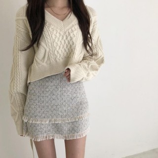 Áo len croptop họa tiết đan nổi buộc dây điệu đà (Ms A8)