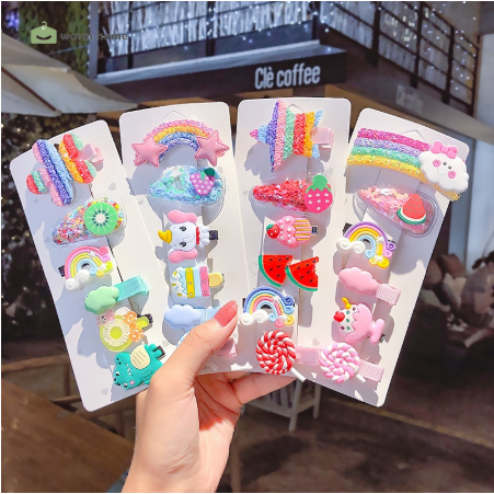 Set 10 Kẹp Tóc Hoạt Hình Dễ Thương Cho Bé Gái