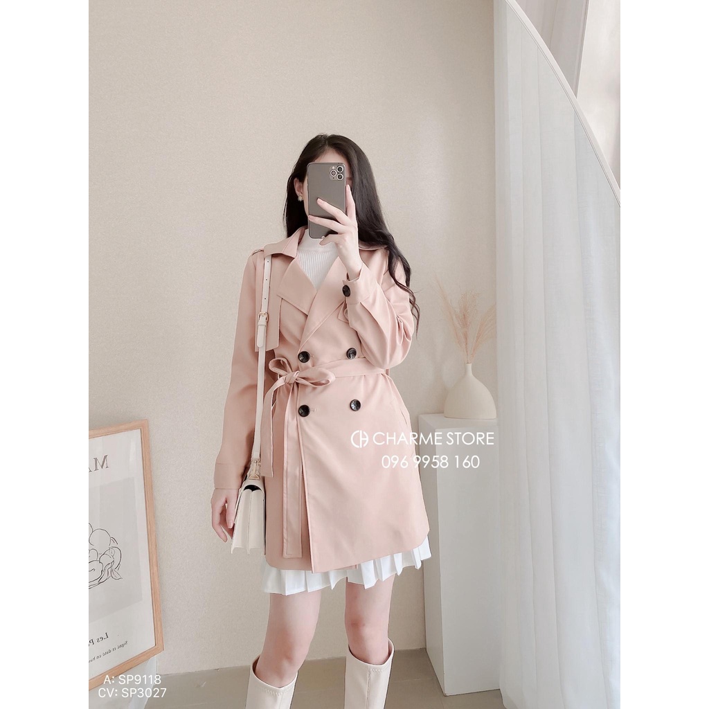 Áo khoác nữ măng tô tay bo thiết kế Charme 9118 | BigBuy360 - bigbuy360.vn