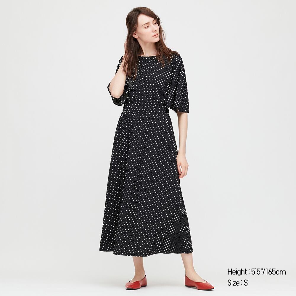 (UNIQLO Nhật chính hãng) NỮ- Chân váy midi chấm bi dáng dài Crape Jersey Skirt | BigBuy360 - bigbuy360.vn