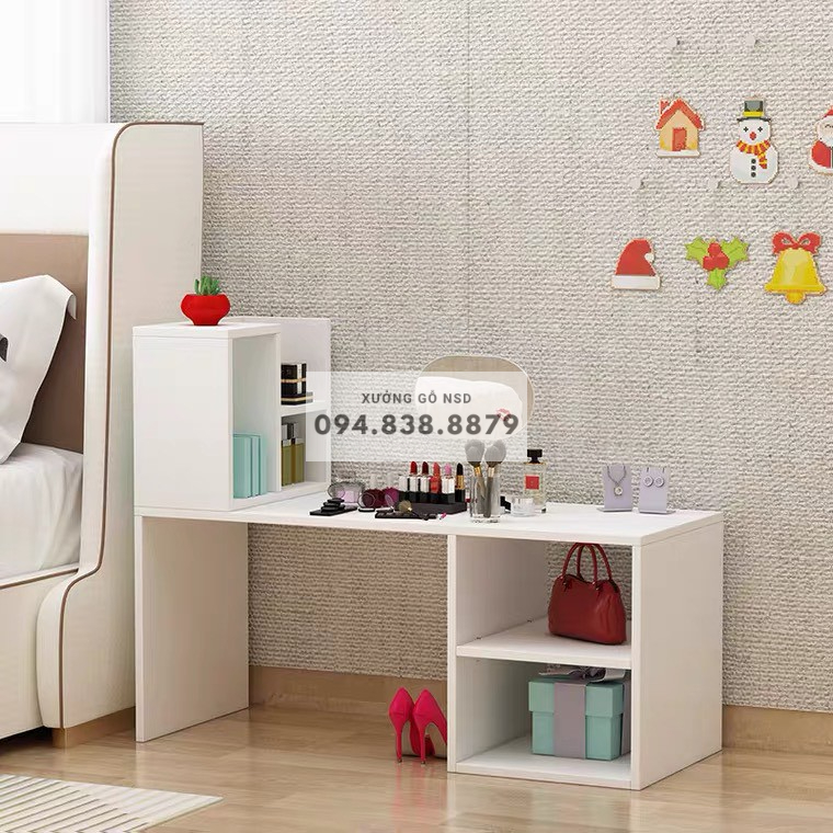 Bàn trang điểm bàn học ngồi bệt gỗ MDF nhập khẩu chống ẩm phong cách hàn quốc nhẹ nhàng tinh tế