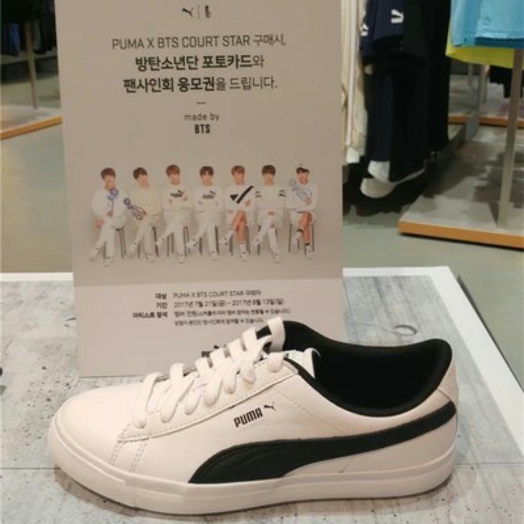 【 HÀNG SN SÀNG】 Giày thể thao Puma x BTS Court Star Giày nhỏ màu trắng MIỄN PHÍ BTS PHOTOCARD