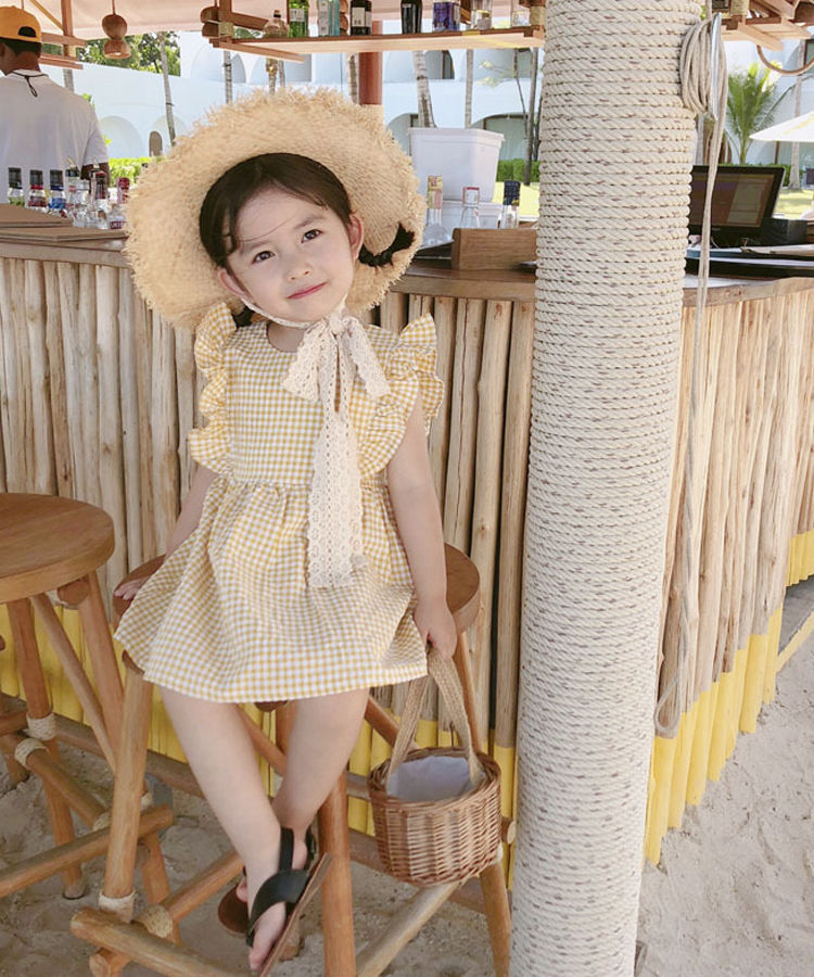 Children's girl baby cotton Korean lovely lotus sleeve skirt gjuqop