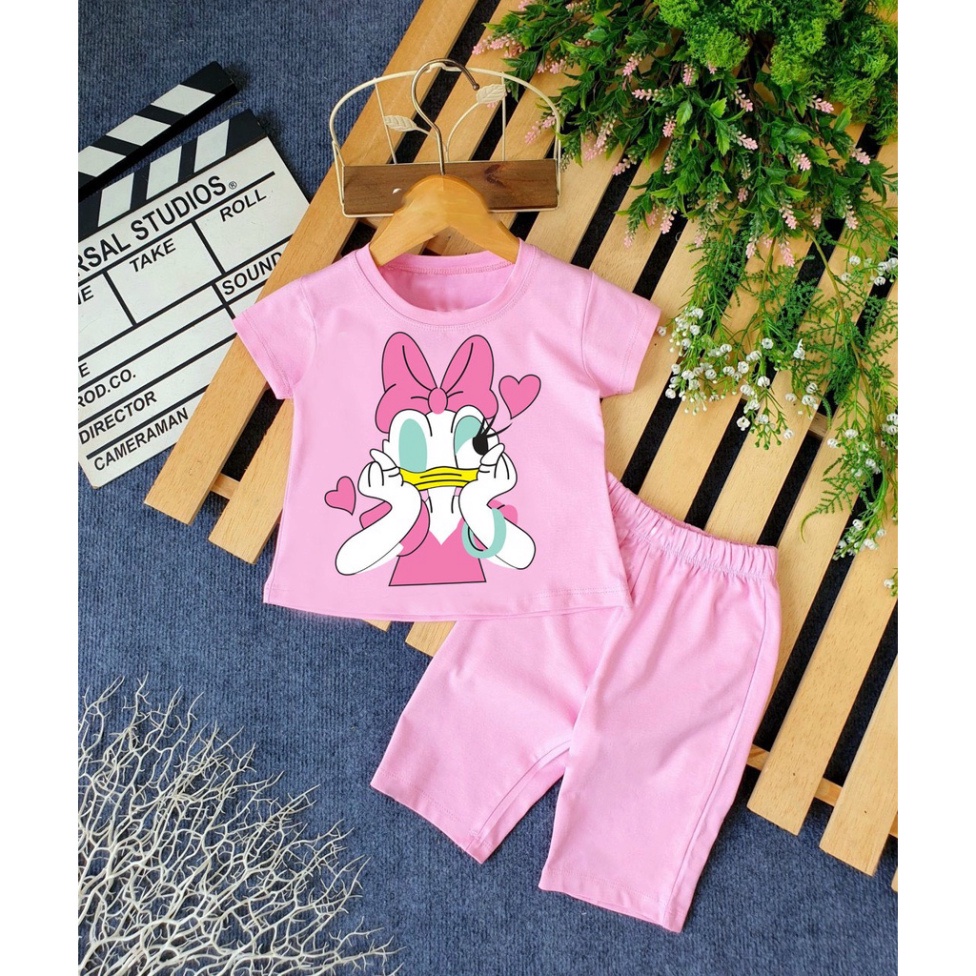 ( Khuyến mãi ) Combo 3 Bộ bé gái hình con con vịt dolna trái tim cho bé gái cho bé từ 6-28kg .BDBG51 .
