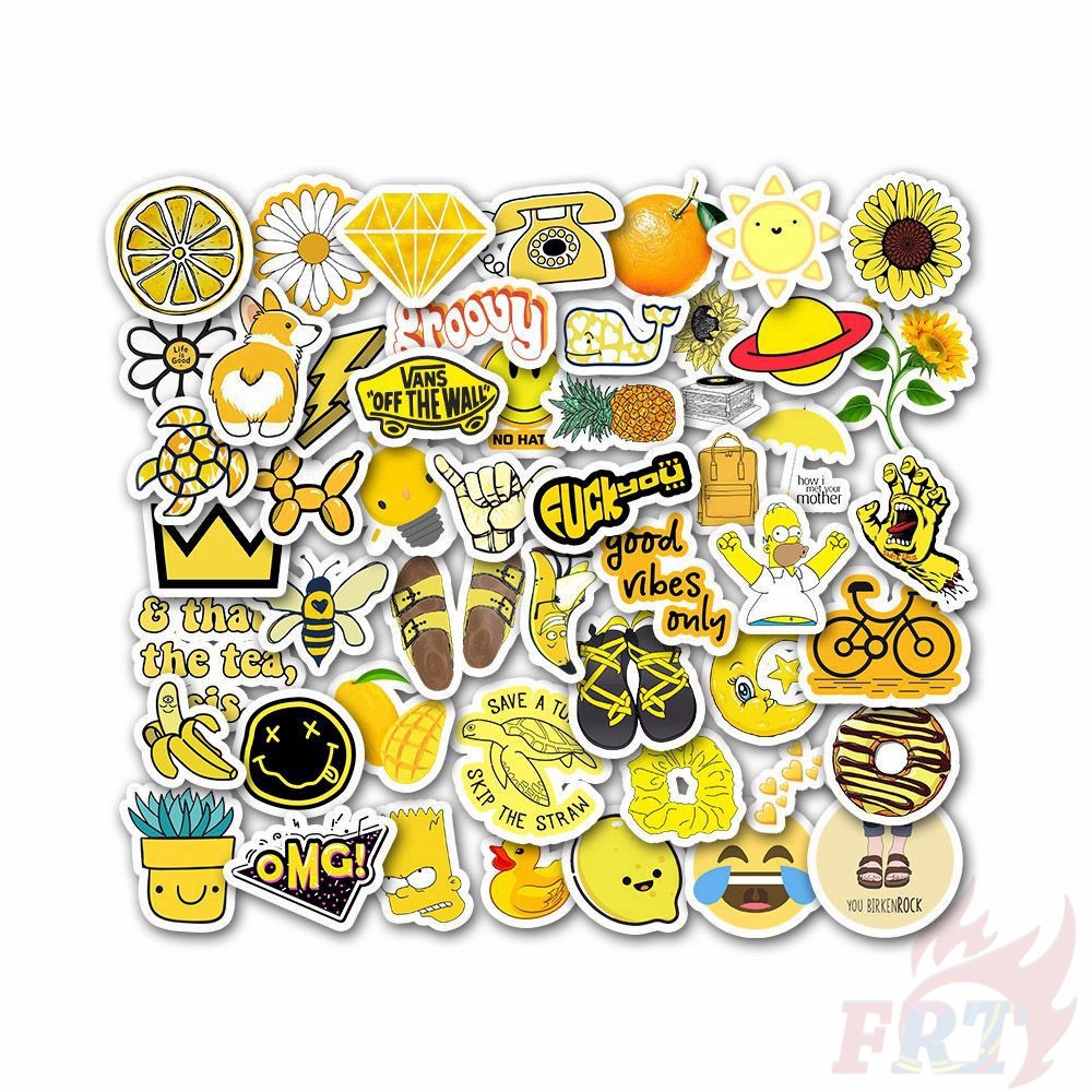 ❉ VSCO： Ins Fashion Yellow Series 02 - Sunshine Beach Stickers ❉ 50Pcs/Set Cartoon DIY Mixed Decals Doodle Stickers