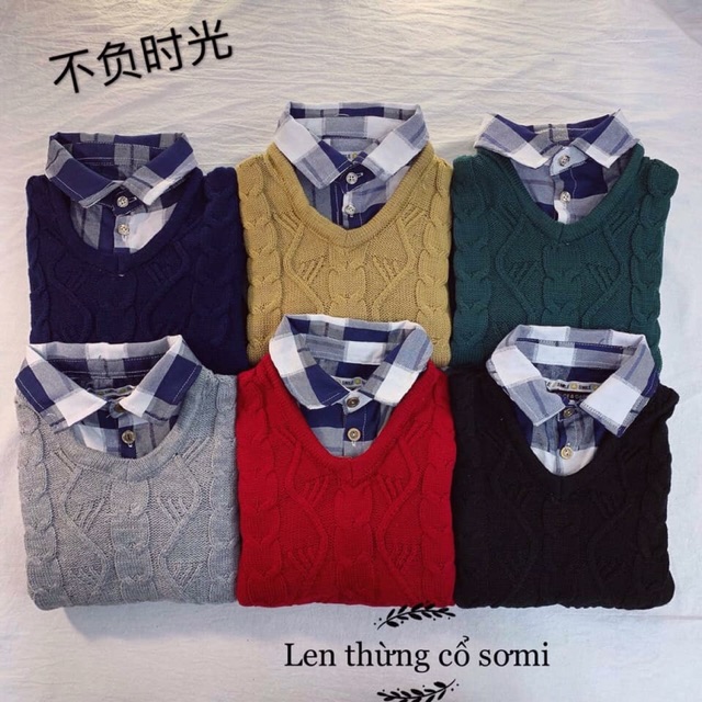 Áo len cổ sơ mi cho bé trai