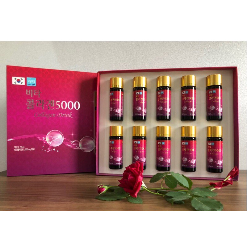 Nước Uống Collagen Drink 5000 Wellbiotech Hàn Quốc, Hộp 10 Lọ * 50ml, Giúp Làm Đẹp Da, Bổ Sung Collagen