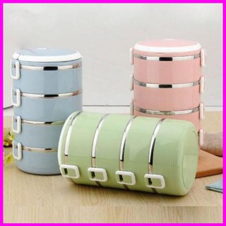 Hộp cơm 4 tầng inox làm từ lúa mạch siêu giữ nhiệt 2.8L