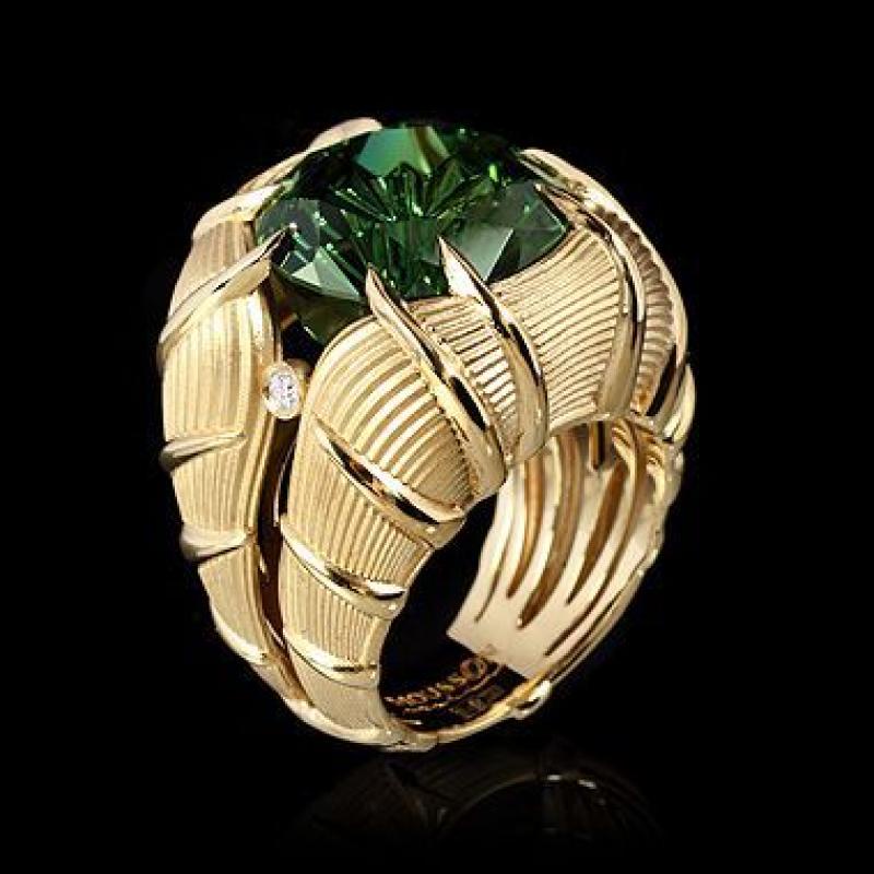 Nhẫn Mạ Vàng Đính Đá zircon Xanh Lá Tinh Tế Phong Cách Âu Mỹ Sang Trọng
