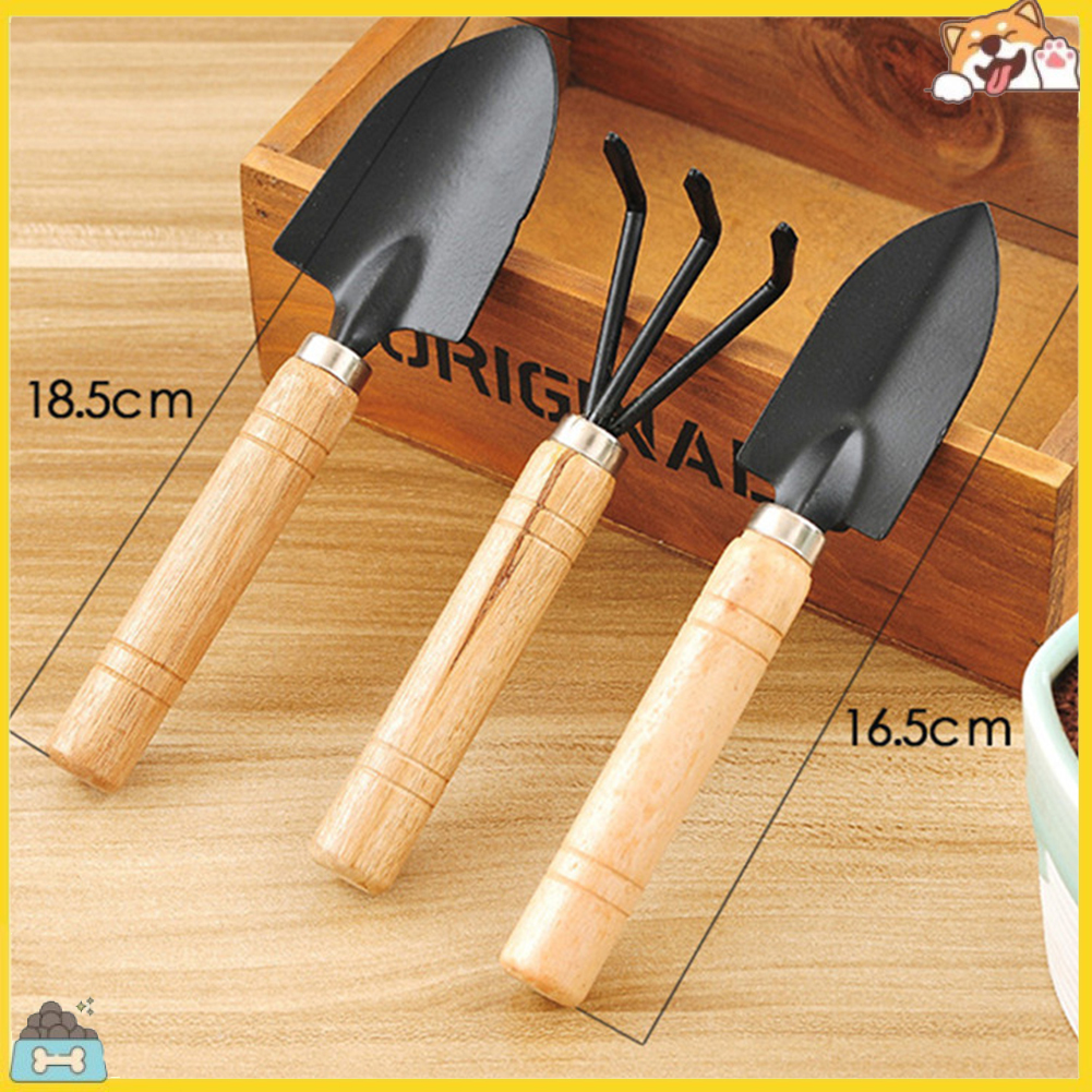 Bộ 3 dụng cụ làm vườn mini bằng gỗ tiện lợi