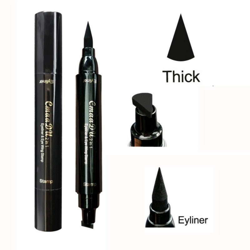 1x Stamp Eyeliner Double Head Stamps Makeup Black Quick Dry Liquid Eyeliner Pencil