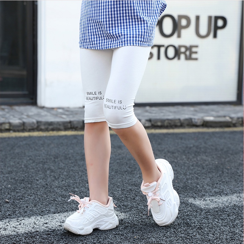 Quần Legging Ngắn 100-160cm Vải Cotton Co Giãn Thời Trang Xuân Hè Cho Bé Gái