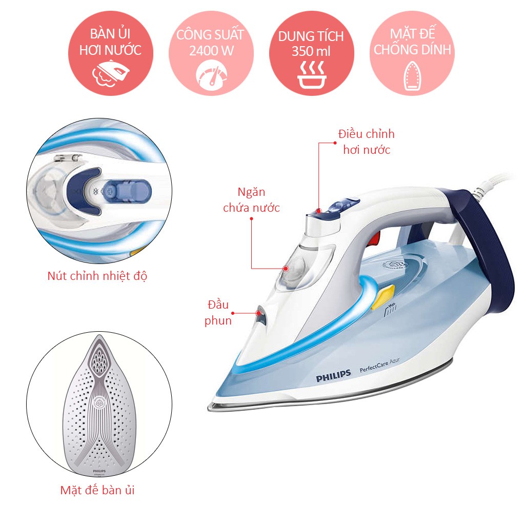Bàn ủi hơi nước Philips GC4910 - Công suất 2400w - Bảo hành 2 năm