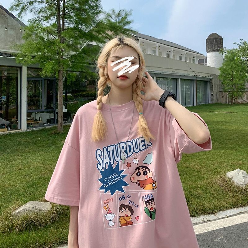 Áo thun tay lỡ nam nữ, áo phông unisex form rộng chất cotton mát mịn thấm hút mồ hôi hình hoạt hình | BigBuy360 - bigbuy360.vn