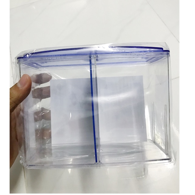 HỒ NHỰA NUÔI CÁ 2 NGĂN TẶNG KÈM ĐÁ VÀ 2 CÂY RONG 18x7x13cm