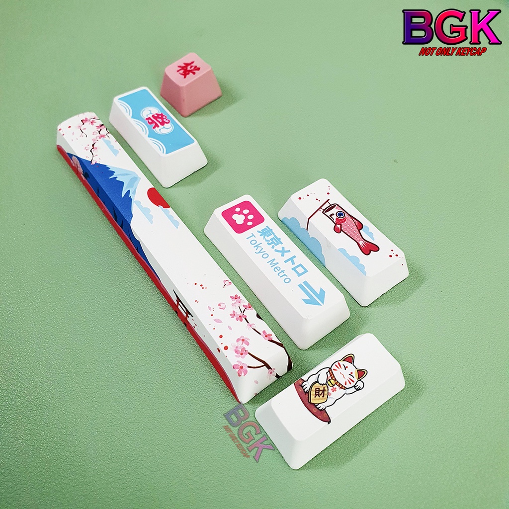 Bộ Nút Bàn Phím Cơ 6 Nút PBT in Dye Sub Chủ Đề Tokyo Tour OEM Profile