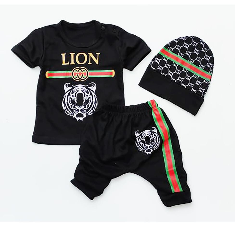 Shopee MALL	Bộ quần áo in hình sư tử có mũ xinh xắn cho bé trai từ 0-9 tuổi