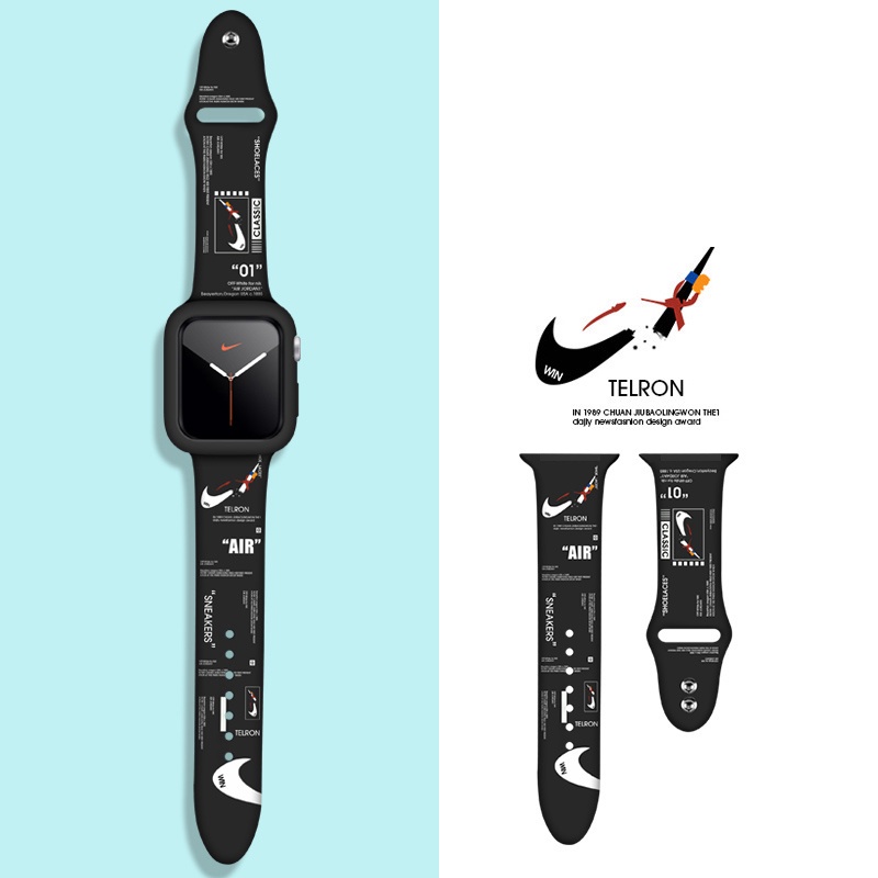 Dây silicon gắn đồng hồ họa tiết rằn ri cho Apple Watch Series 6 SE 5 4 3 2 1 38mm 40mm 42mm 44mm