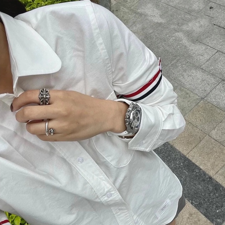 ⚡️[Mirror Quality] - Áo Sơ Mi THOM BROWN CLASSIC ICONIC STRAPS White Cao Cấp, Áo sơ mi TB chất cotton