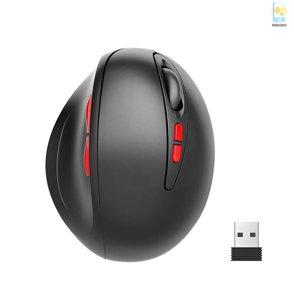 Hot Sale HXSJ T33 2.4GHz Vertical Wireless Mouse 7 Keys 2400DPI Mice Wireless Ergonomics Mouse for PC Laptop（Black)