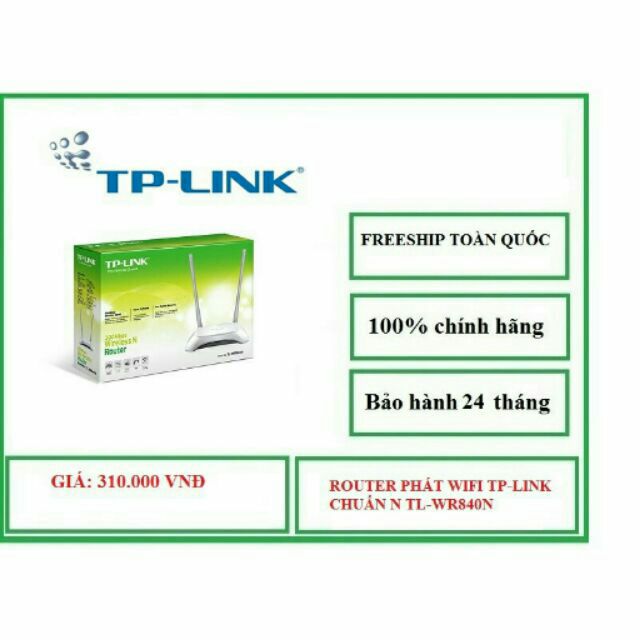 Phát WIFI TP LINK Chuẩn N 2 Anten TL WR840N