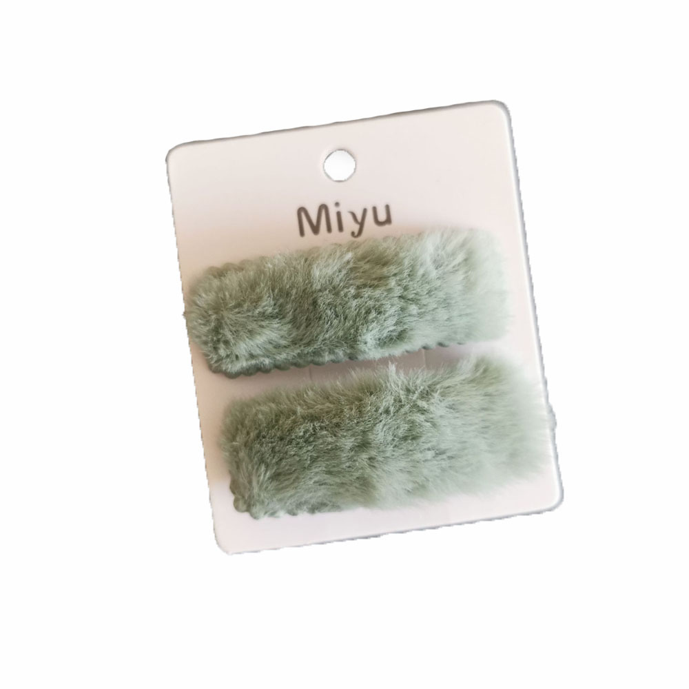 Kẹp Tóc Lông Mềm Màu Trơn Thời Trang Mùa Đông Cho Nữ