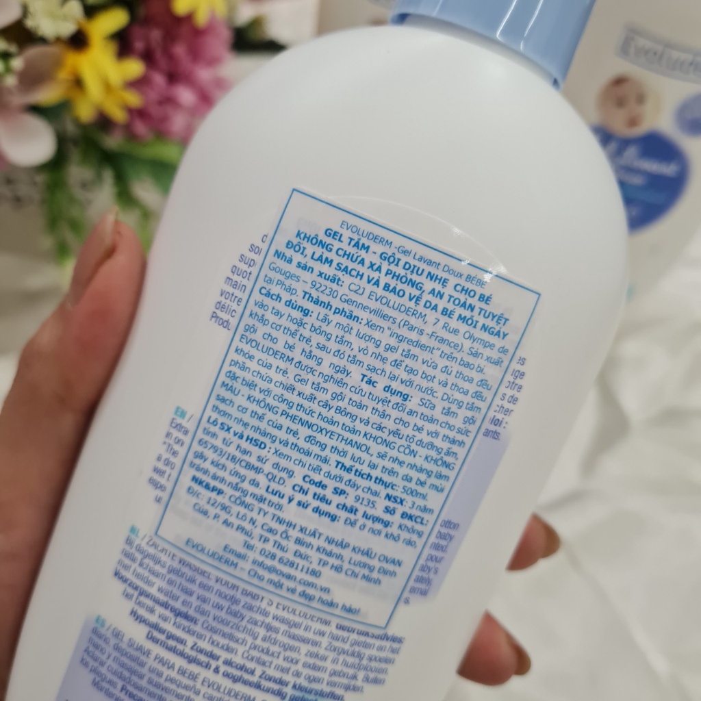 (Nhập khẩu, date 2024) Sữa tắm gội trẻ em Evoluderm 500ml