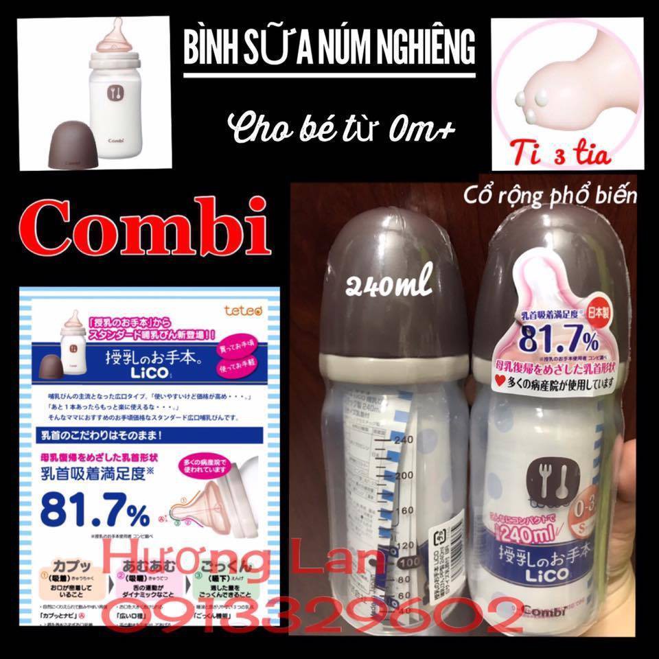 Bình Sữa Combi Cổ Rộng Nhật 240Ml