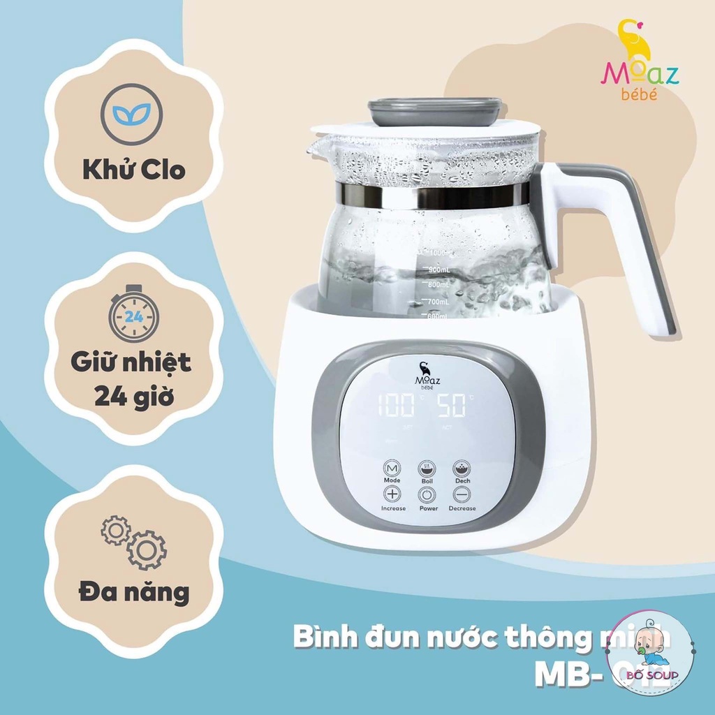 Máy đun nước pha sữa Moaz Bebe MB-012 duy trì và điều chỉnh được nhiệt độ