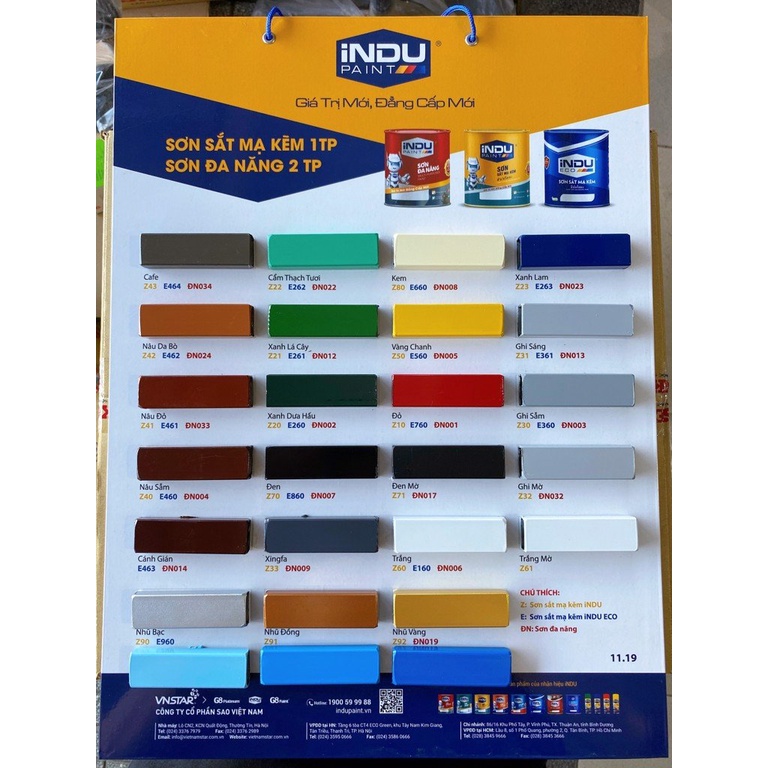 SƠN SẮT MẠ KẼM INDU 1 THÀNH PHẦN MÀU XANH LAM LON 850ML