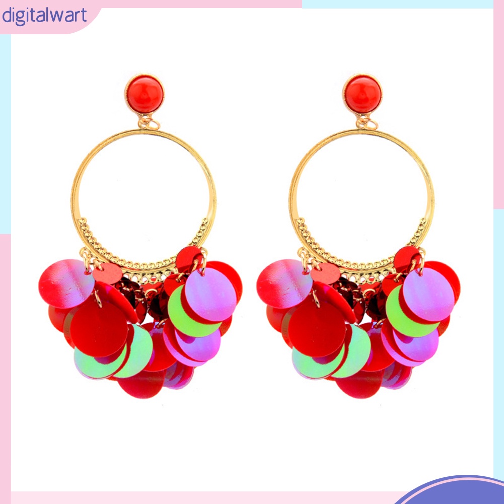 Đôi Khuyên Tai Tua Rua Vảy Kim Loại Phong Cách Bô-Hem Cho Nữ