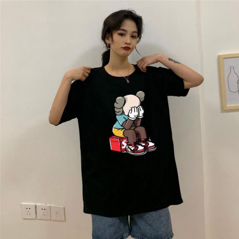 ⚡Áo thun tay lỡ nam nữ unisex Cô gái che mặt⚡Phông form rộng chất cotton đẹp