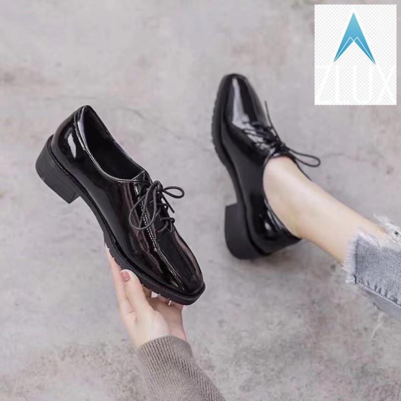 Giày nữ Oxford Derby DA BÓNG/ DA LÌ 4p cao cấp màu đen. Mẫu công sở dễ phối đồ có sẵn đủ size tại Hà Nội