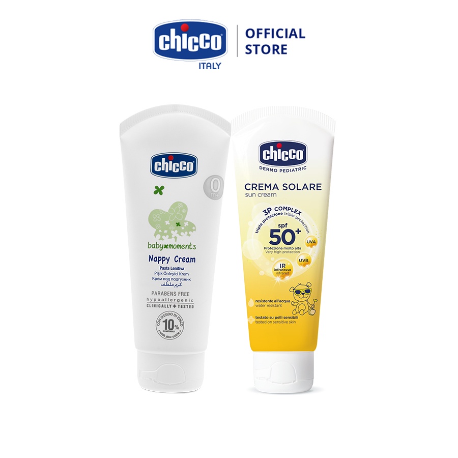 Combo Kem hăm 3 tác động Chicco 0M+ 100ml &amp; Nước hoa hương tự nhiên 0M+ 100ml Chicco