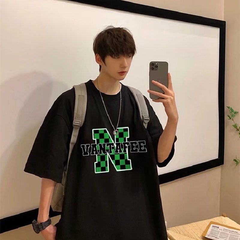 Áo Thun Dáng Rộng In Chữ Phong Cách Hip Hop Hàn Quốc Thời Trang Mùa Hè Cho Nam Cỡ M-8XL