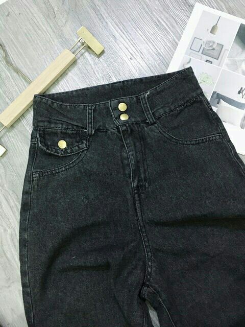 [Mã FAMAYWA giảm 10K đơn 50K] Quần baggy bò cạp cao hai cúc túi trước hàng có size | BigBuy360 - bigbuy360.vn