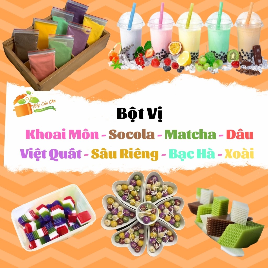 🥥🍓🍒🍑Bột Vị Pha Trà Sữa và Tạo Màu/Vị Thạch Rau Câu- 💯 Macha, Xoài, Dâu, Việt Quất, Sầu Riêng, Khoai Môn, Bạc Hà, Socola