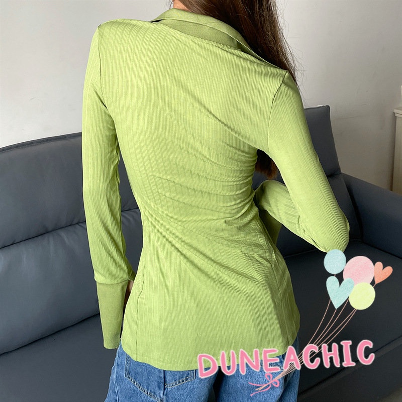 DUNEA Áo Sơ Mi Nữ Tay Dài Màu Trơn Thời Trang